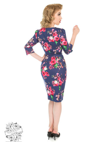 Potešte sa týmto kúskom Dedoles Retro puzdrové šaty s rukávom Ružové kvety